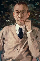 Porträtt av tonsättaren Sergej Vasiljevitj Rachmaninov (1873-1943), 1925